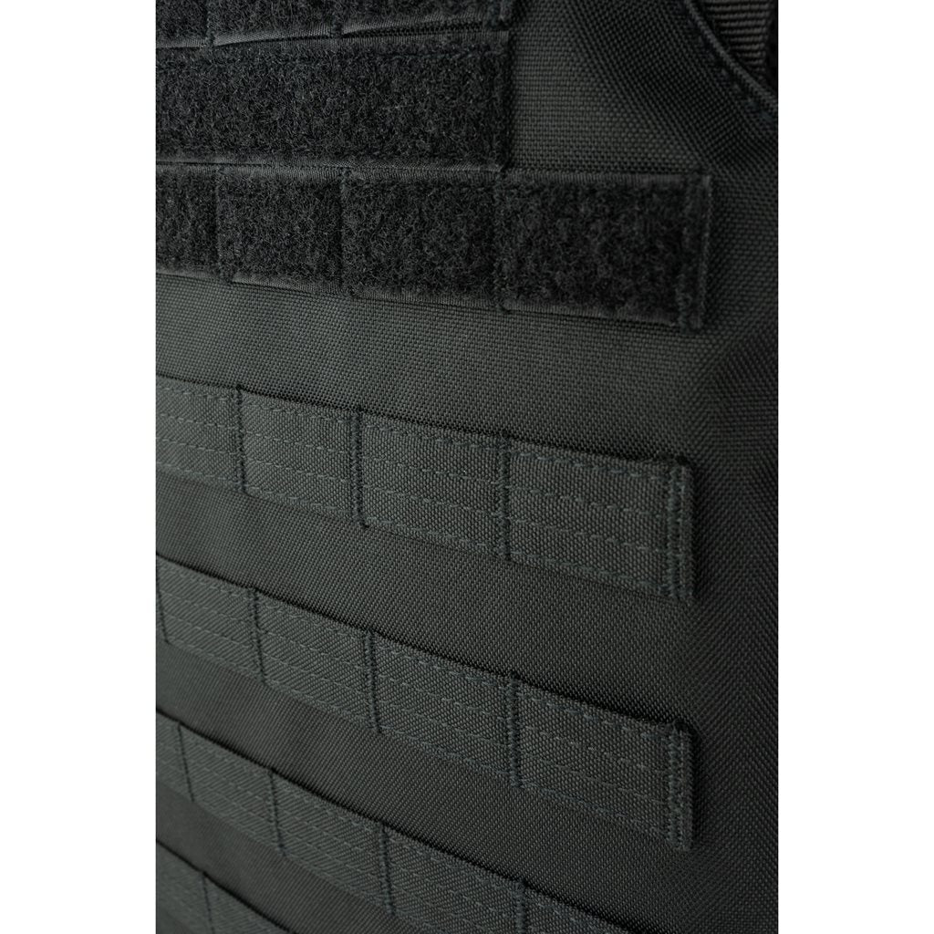 Vesta Portaplacas Elite Carrier Negro en 600D Cordura, modular frontal y trasero