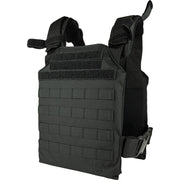 Vesta Portaplacas Elite Carrier Negro en 600D Cordura, modular frontal y trasero