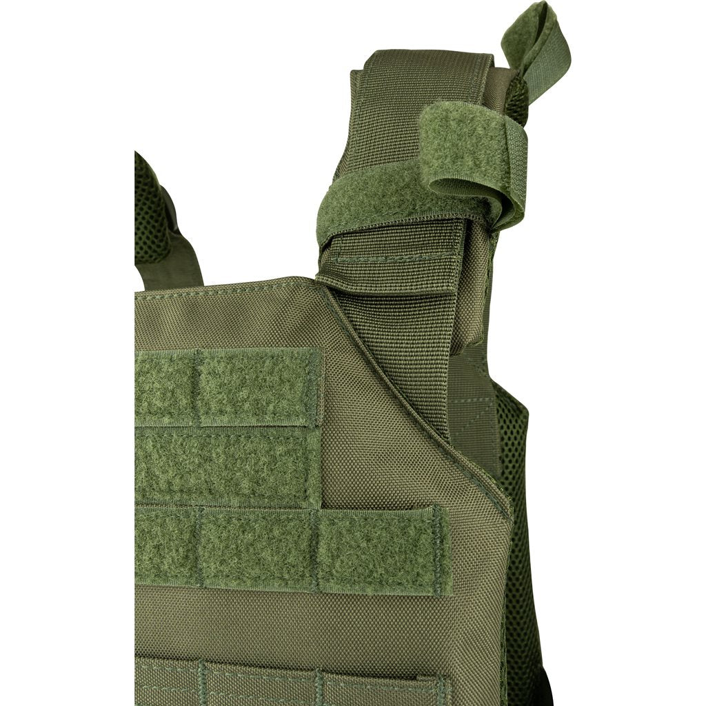 Vesta Portaplacas Elite Carrier Negro en 600D Cordura, modular frontal y trasero