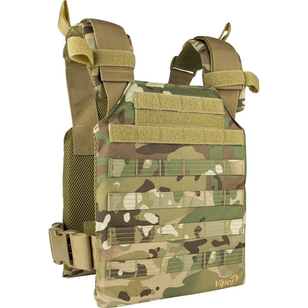 Vesta Portaplacas Elite Carrier Negro en 600D Cordura, modular frontal y trasero