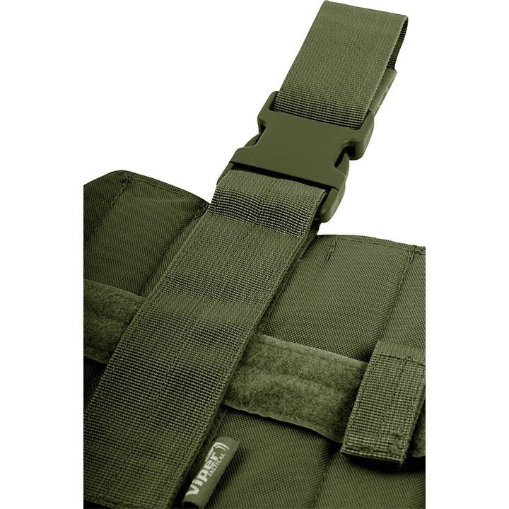 Panel muslera ELITE negro en 600D CORDURA, con cierres FASTEX, correas de ajuste y sistema PALS visible