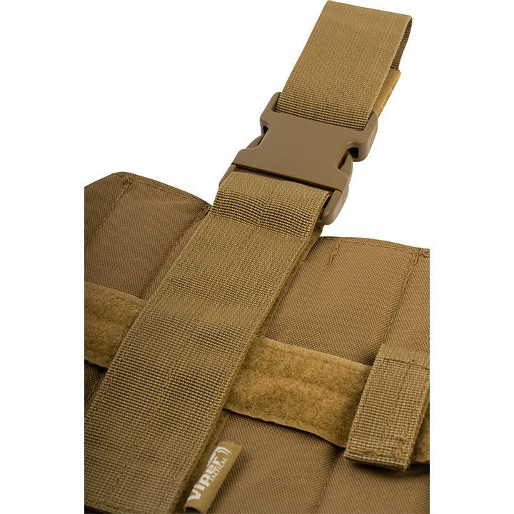 Panel muslera ELITE negro en 600D CORDURA, con cierres FASTEX, correas de ajuste y sistema PALS visible