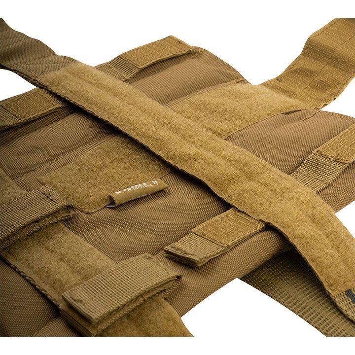 Panel muslera ELITE negro en 600D CORDURA, con cierres FASTEX, correas de ajuste y sistema PALS visible