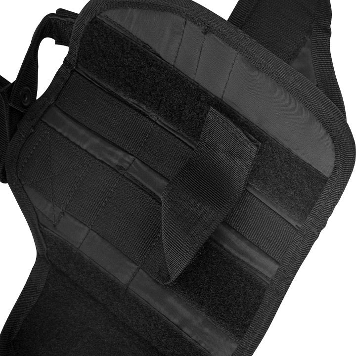 Funda de pistola ajustable Uni muslera negra con camuflaje, cierre con broche y correas ajustables