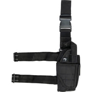 Funda de pistola ajustable Uni muslera negra con camuflaje, cierre con broche y correas ajustables
