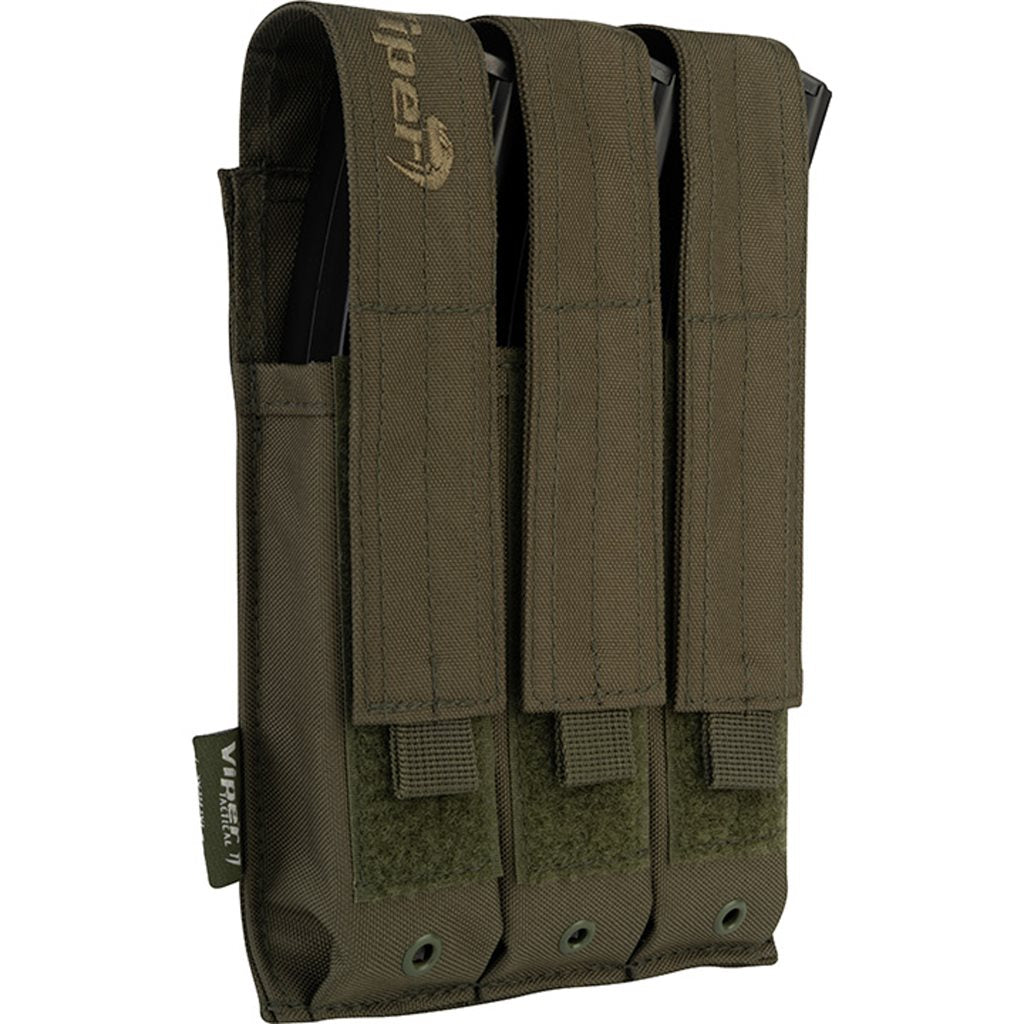 Bolsa para 3 cargadores MP5 en verde, sistema PALS, cierre de velcro, 600D CORDURA