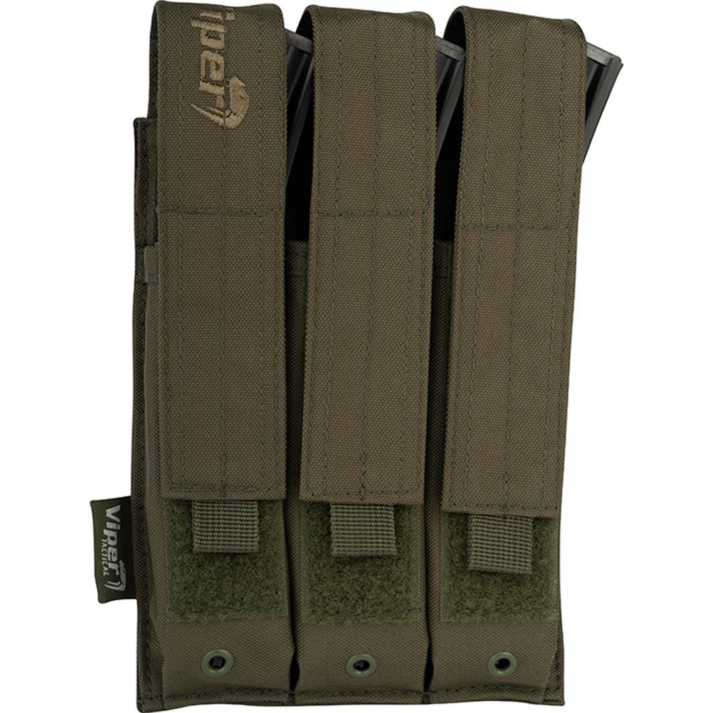 Bolsa para 3 cargadores MP5 en verde, sistema PALS, cierre de velcro, 600D CORDURA