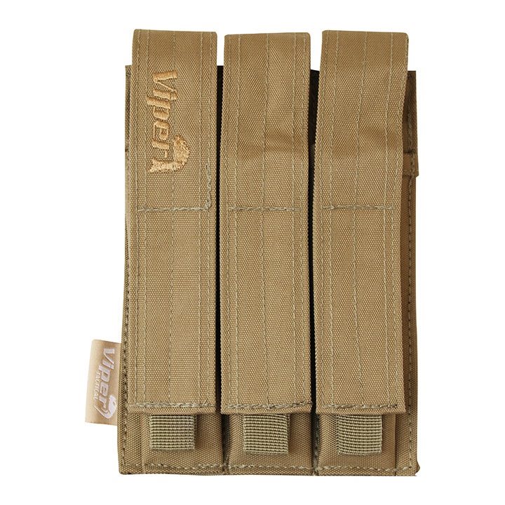 Funda para 3 cargadores MP5 Coyote en Cordura 600D con sistema PALS y cierre de velcro