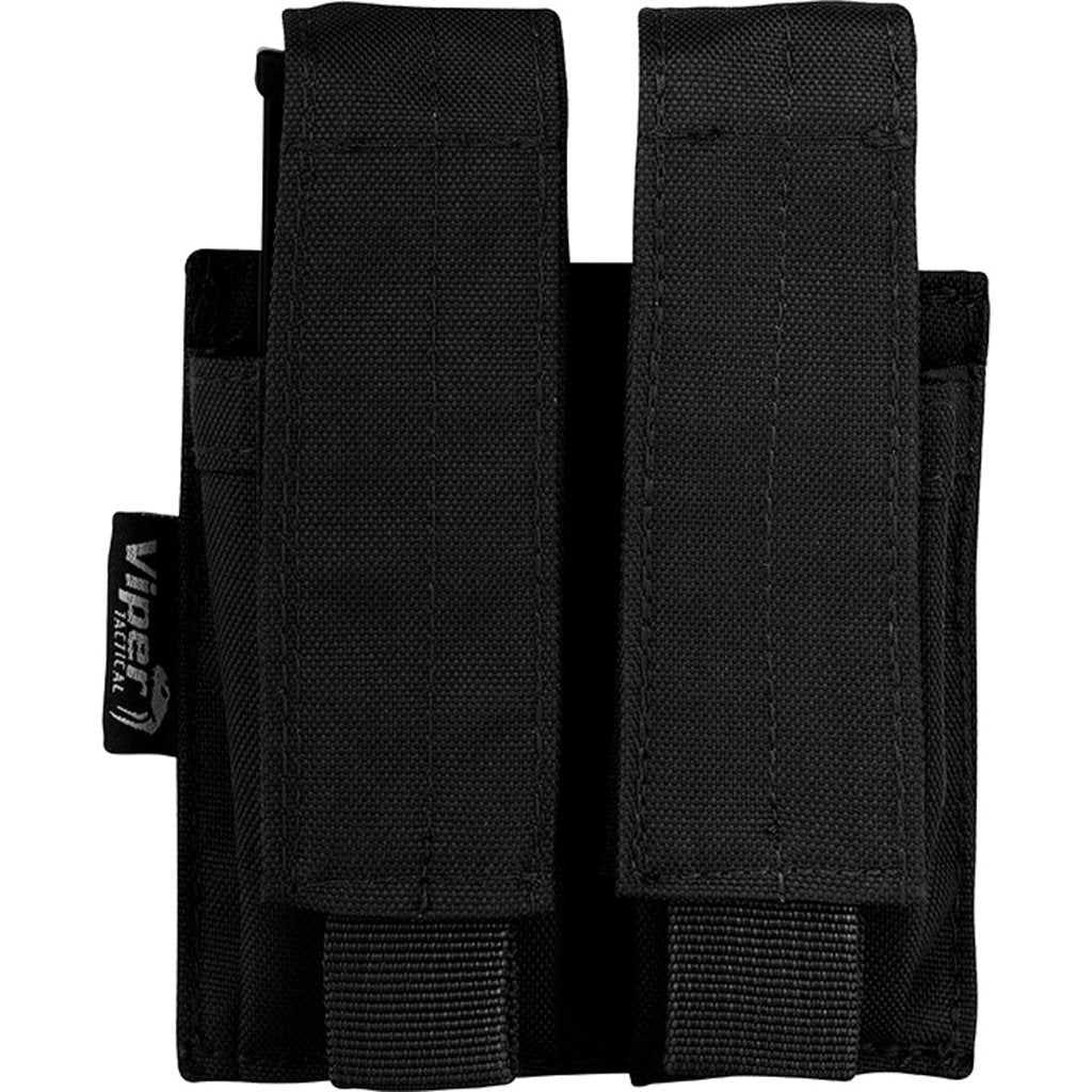 Funda para 2 cargadores de pistola negra VIPER UK, 600D Cordura, cierre de velcro y sistema PALS