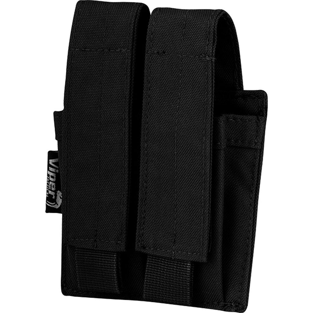 Funda para 2 cargadores de pistola negra VIPER UK, 600D Cordura, cierre de velcro y sistema PALS