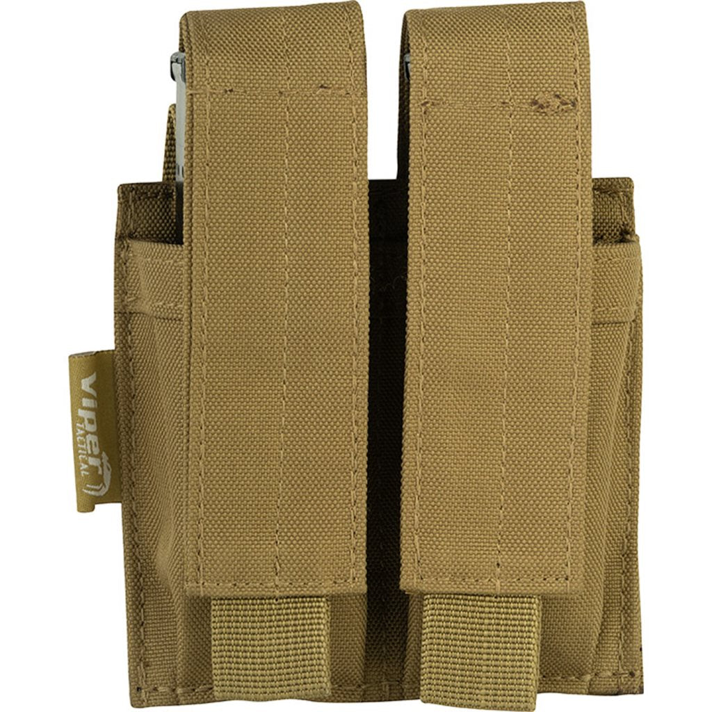 Funda para 2 cargadores de pistola negra VIPER UK, 600D Cordura, cierre de velcro y sistema PALS