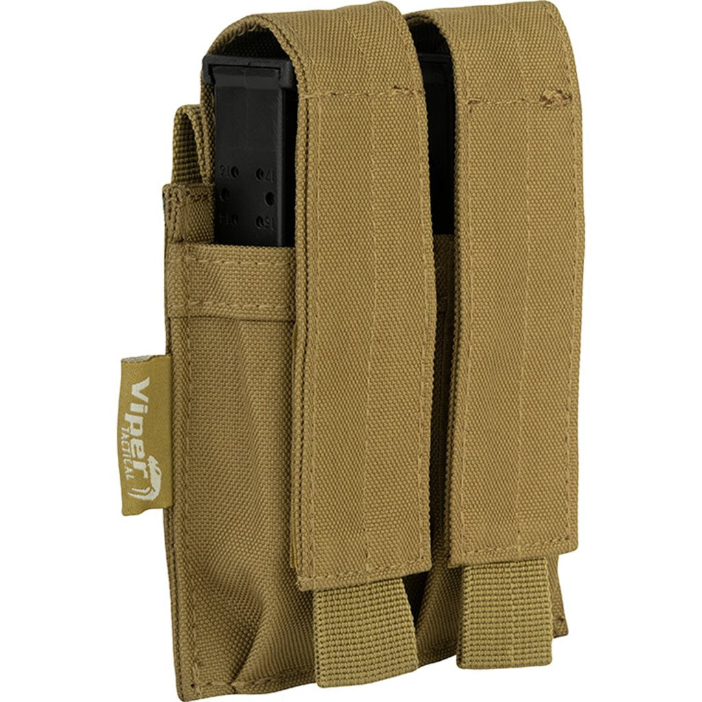 Funda para 2 cargadores de pistola negra VIPER UK, 600D Cordura, cierre de velcro y sistema PALS