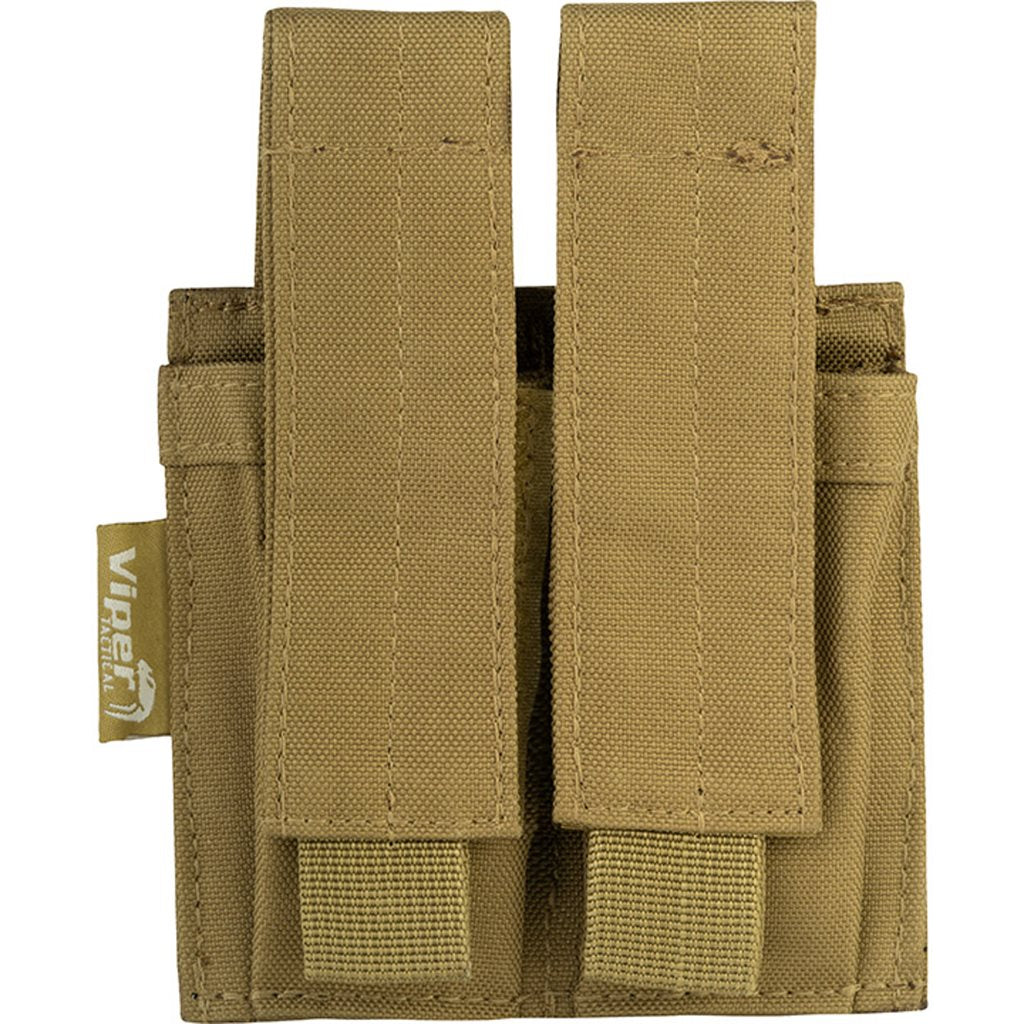 Funda para 2 cargadores de pistola negra VIPER UK, 600D Cordura, cierre de velcro y sistema PALS