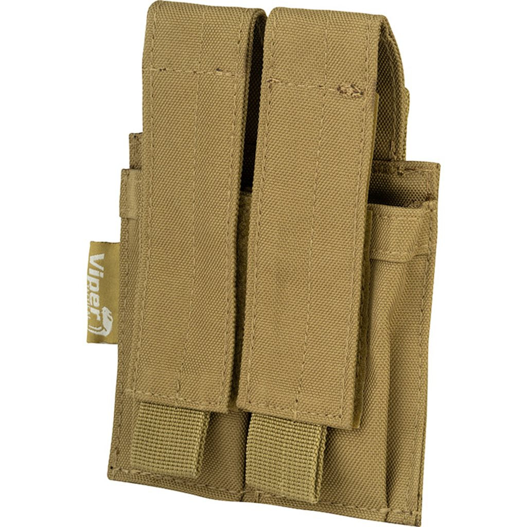 Funda para 2 cargadores de pistola negra VIPER UK, 600D Cordura, cierre de velcro y sistema PALS