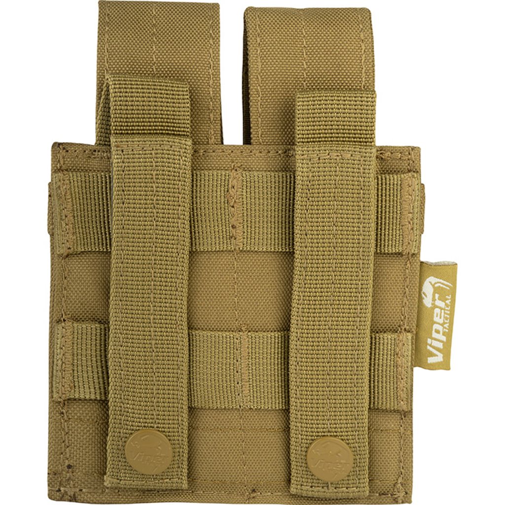 Funda para 2 cargadores de pistola negra VIPER UK, 600D Cordura, cierre de velcro y sistema PALS