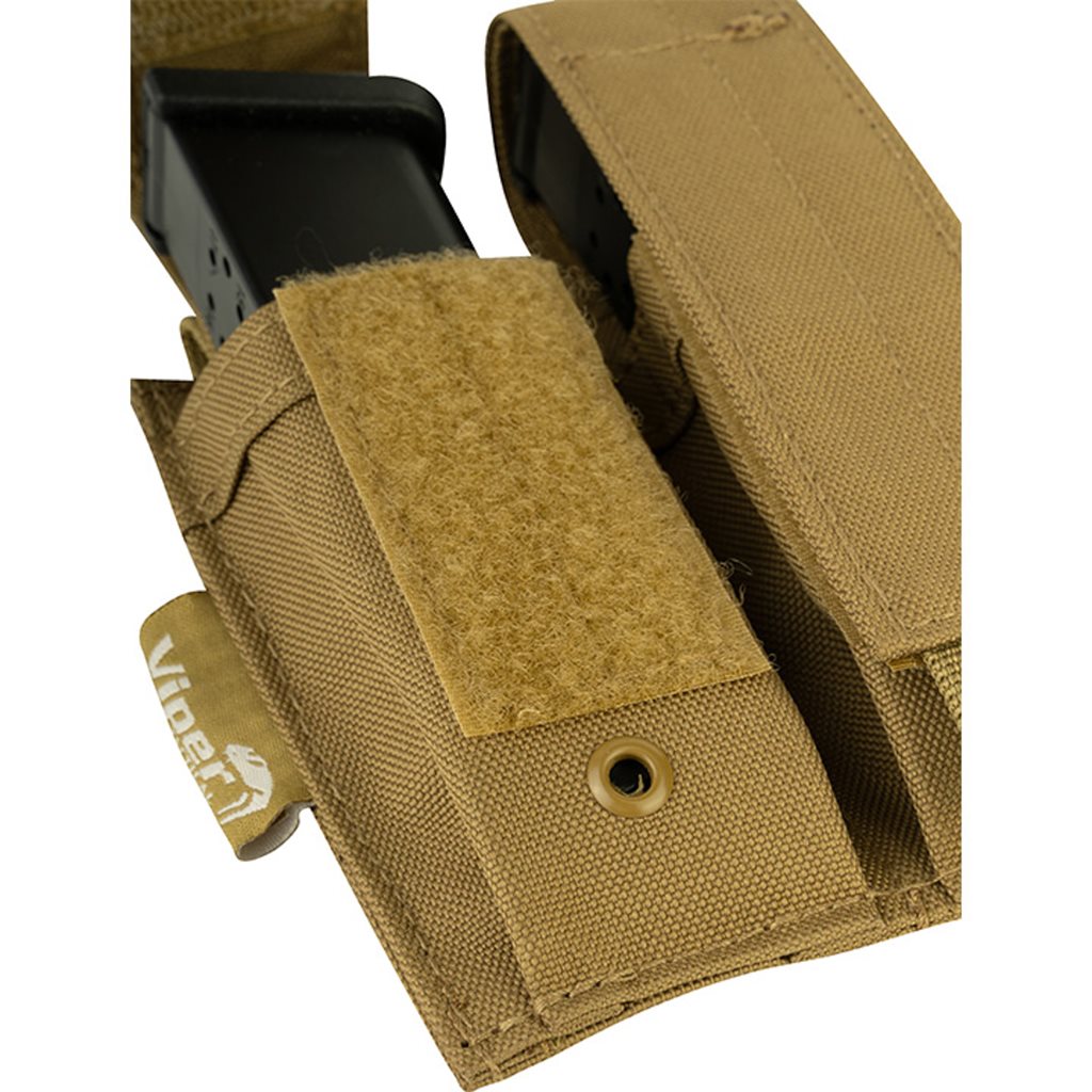 Funda para 2 cargadores de pistola negra VIPER UK, 600D Cordura, cierre de velcro y sistema PALS
