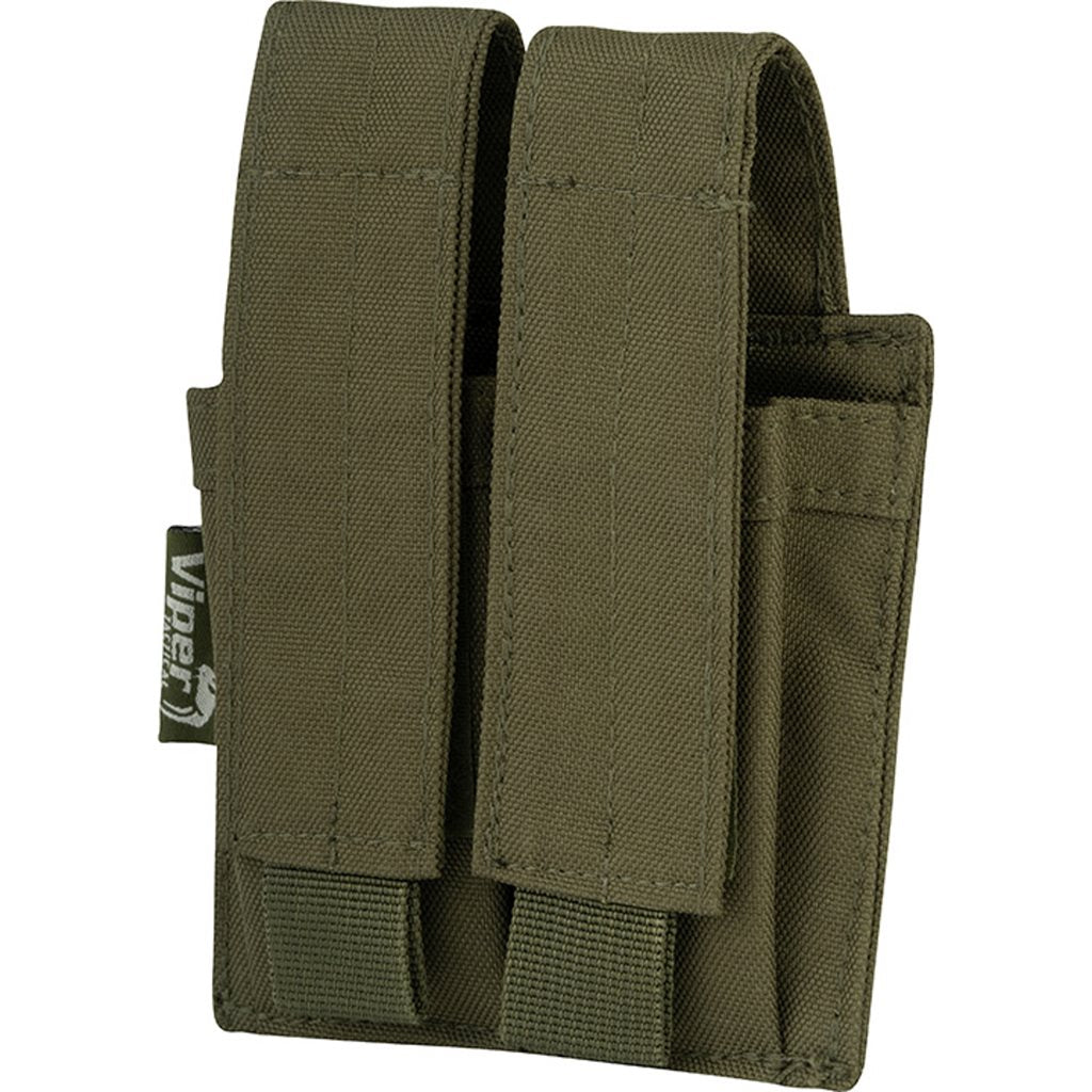 Funda para 2 cargadores de pistola negra VIPER UK, 600D Cordura, cierre de velcro y sistema PALS