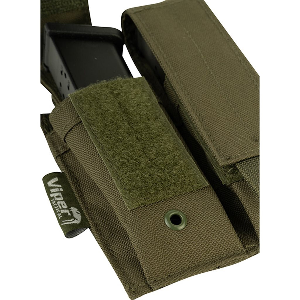 Funda para 2 cargadores de pistola negra VIPER UK, 600D Cordura, cierre de velcro y sistema PALS