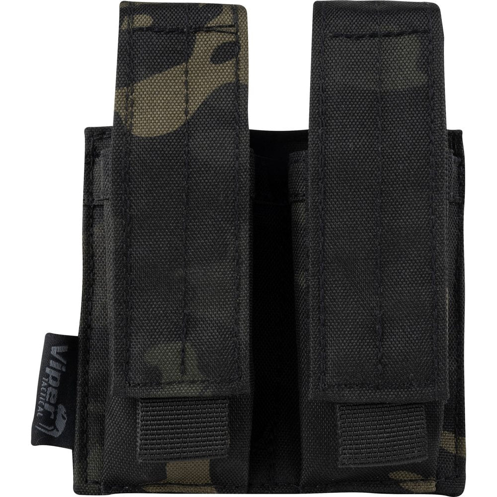 Funda para 2 cargadores de pistola negra VIPER UK, 600D Cordura, cierre de velcro y sistema PALS