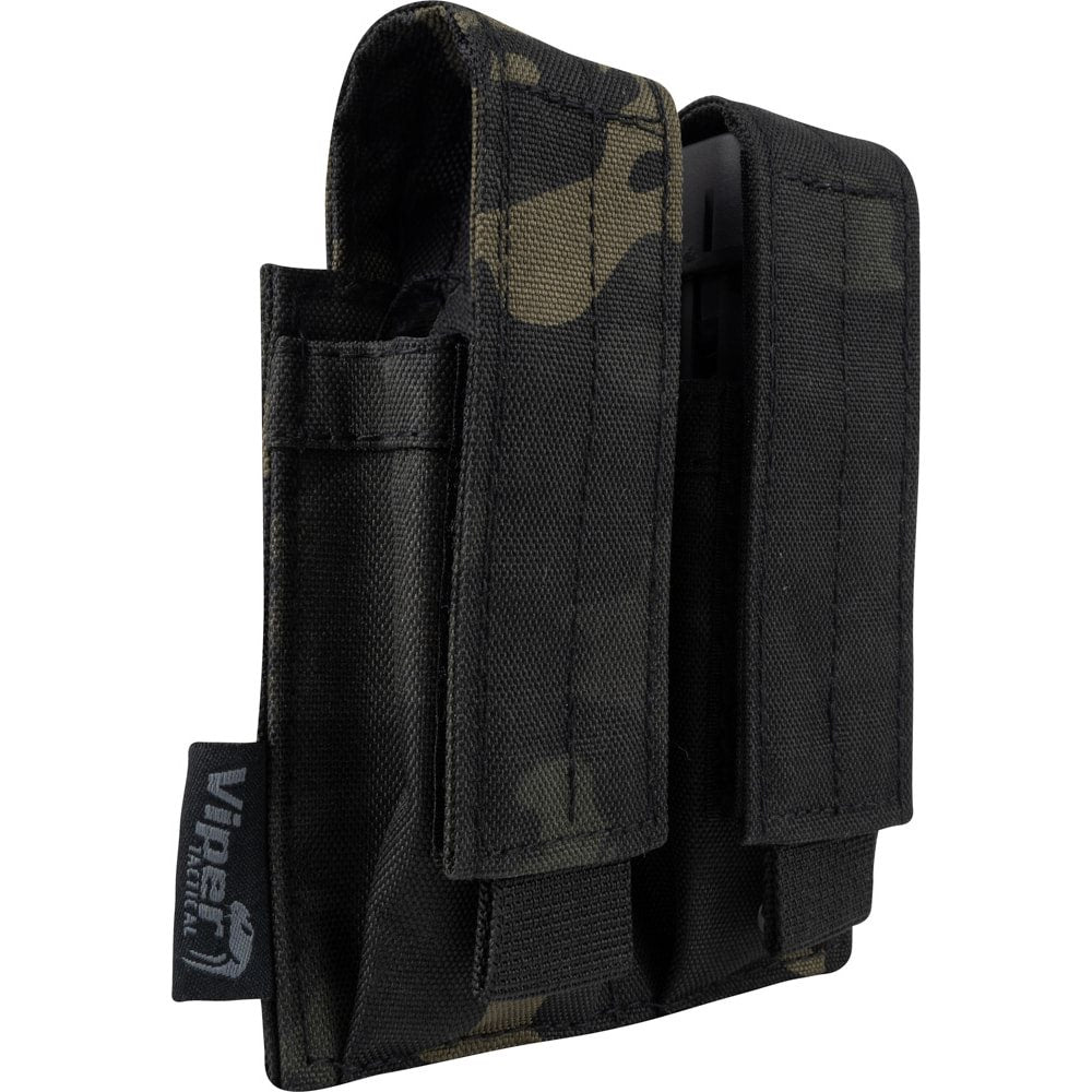 Funda para 2 cargadores de pistola negra VIPER UK, 600D Cordura, cierre de velcro y sistema PALS