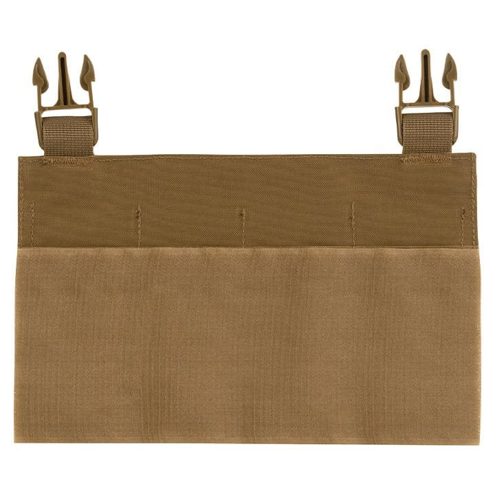 Plataforma frontal SMG para chaleco VX en color negro, vista del panel delantero con bolsillos elásticos.