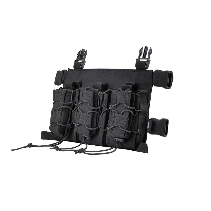 Plataforma frontal VX MAG RIG negra con tres portacargadores asegurados por cordón elástico