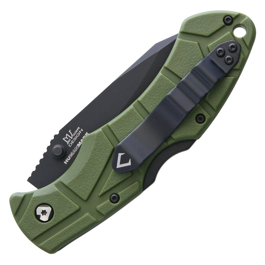 Navaja plegable ROCKY 2 verde, hoja D2 negra, mango FRN y clip de bolsillo