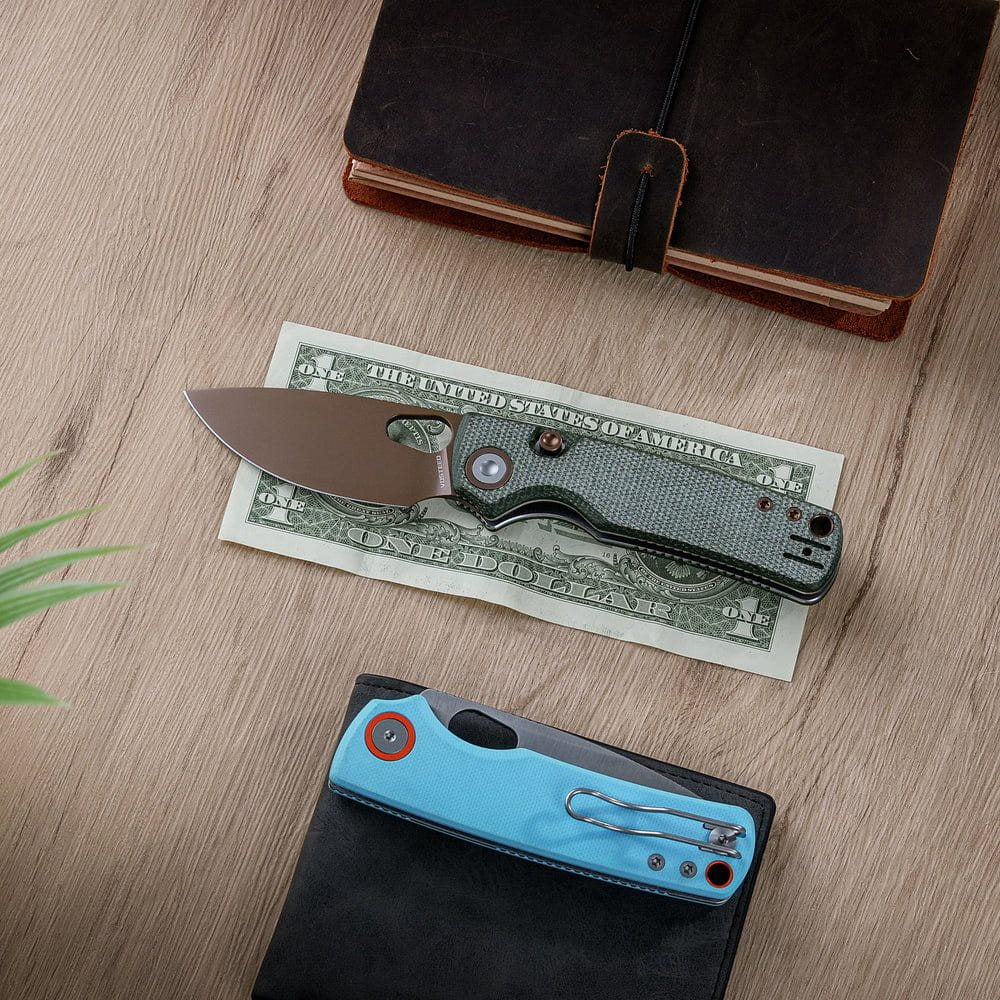 Navaja plegable Porcupine verde con hoja lisa