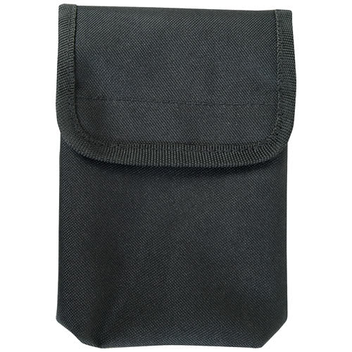 Estuche para libreta negro en poliéster 600D, cierre de velcro, tamaño aprox. 17 x 12 x 4 cm