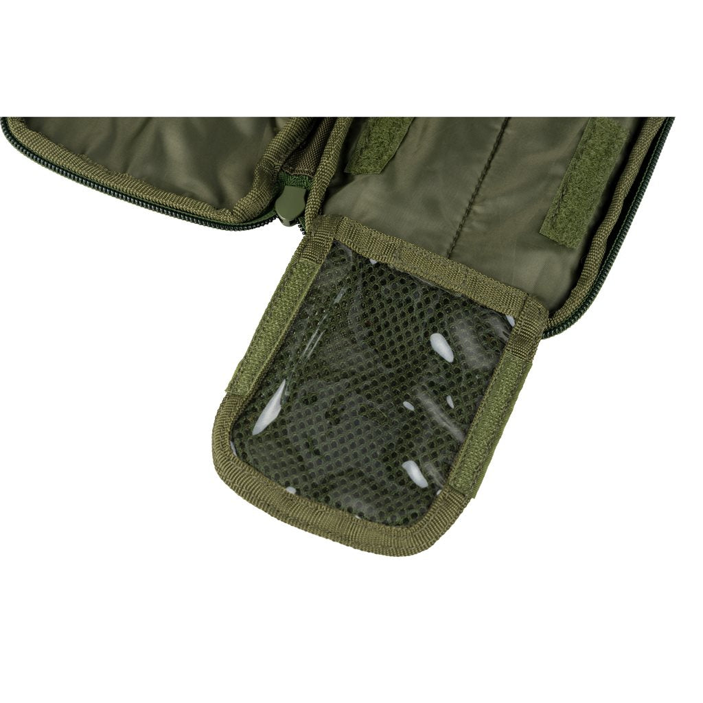 Funda OPERATORS universal negra con anclaje MOLLE, asa, 4 bolsillos interiores y bolsillo exterior de malla