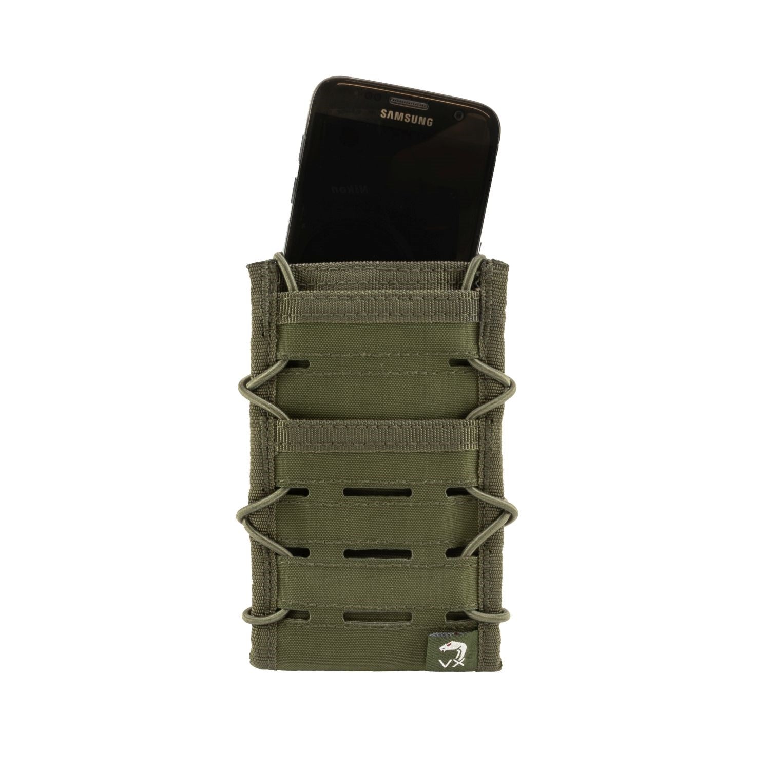 Funda VX para teléfono verde compatible con MOLLE/PALS, bolsillo principal y tres bolsillos pequeños