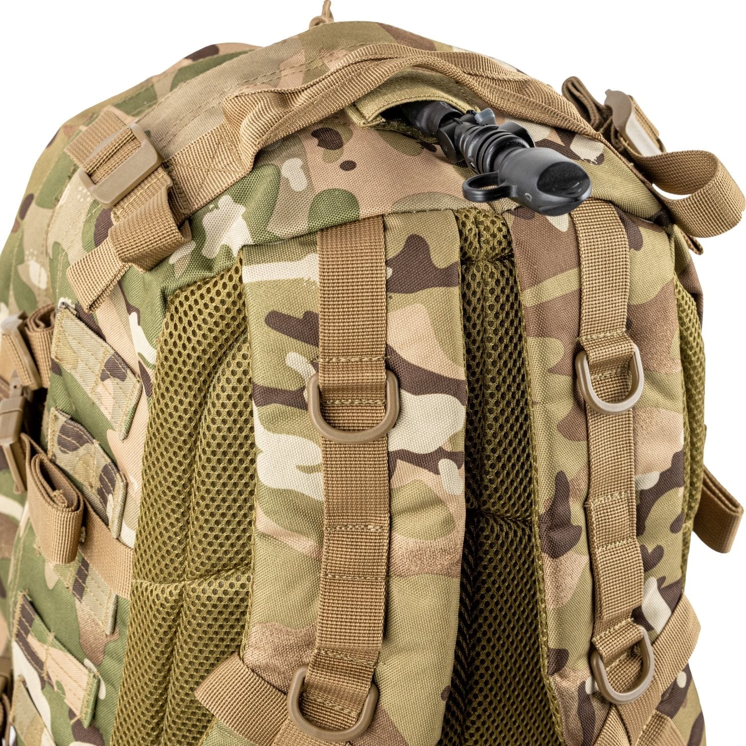 Mochila SPECIAL OPS 45L verde, 600D Cordura, 3 compartimentos, compatible con bolsa de hidratación