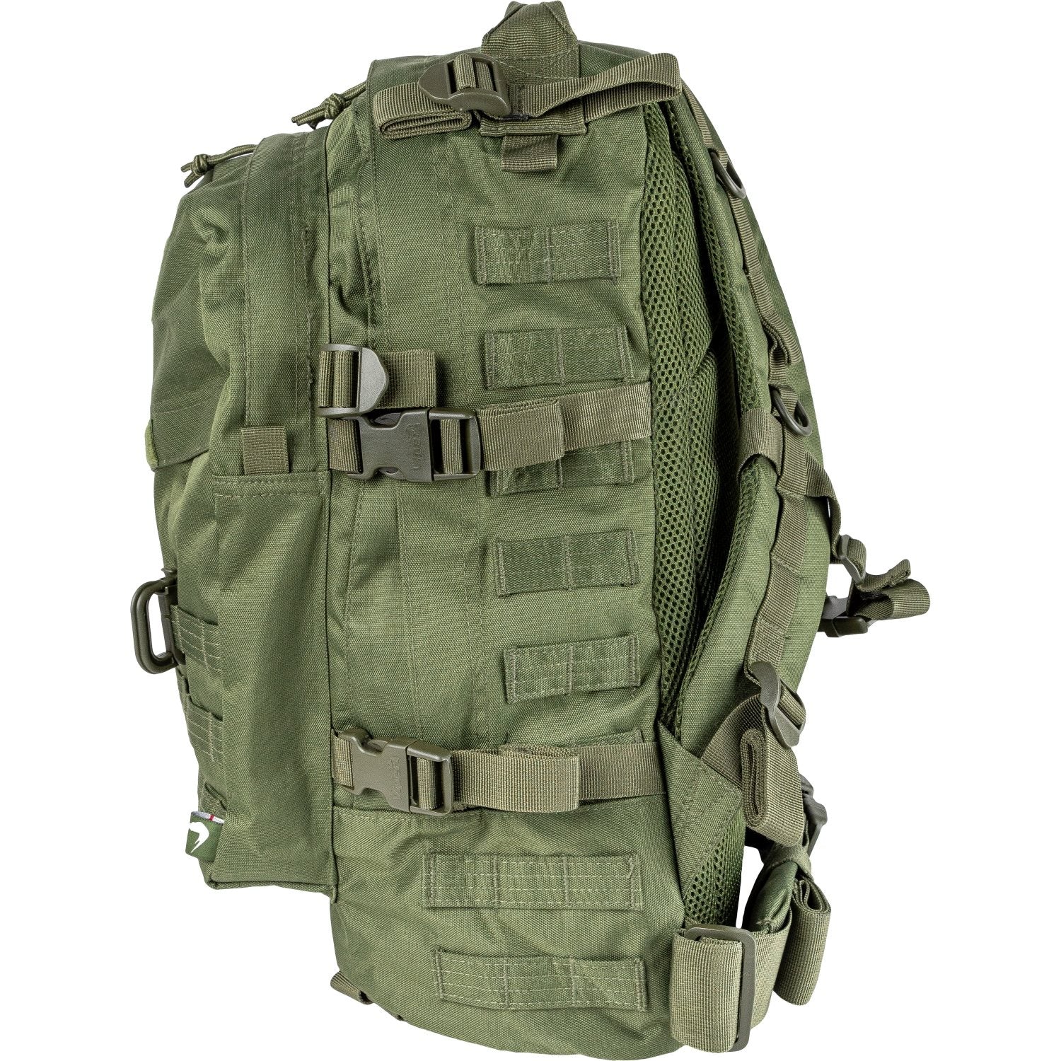 Mochila SPECIAL OPS 45L verde, 600D Cordura, 3 compartimentos, compatible con bolsa de hidratación
