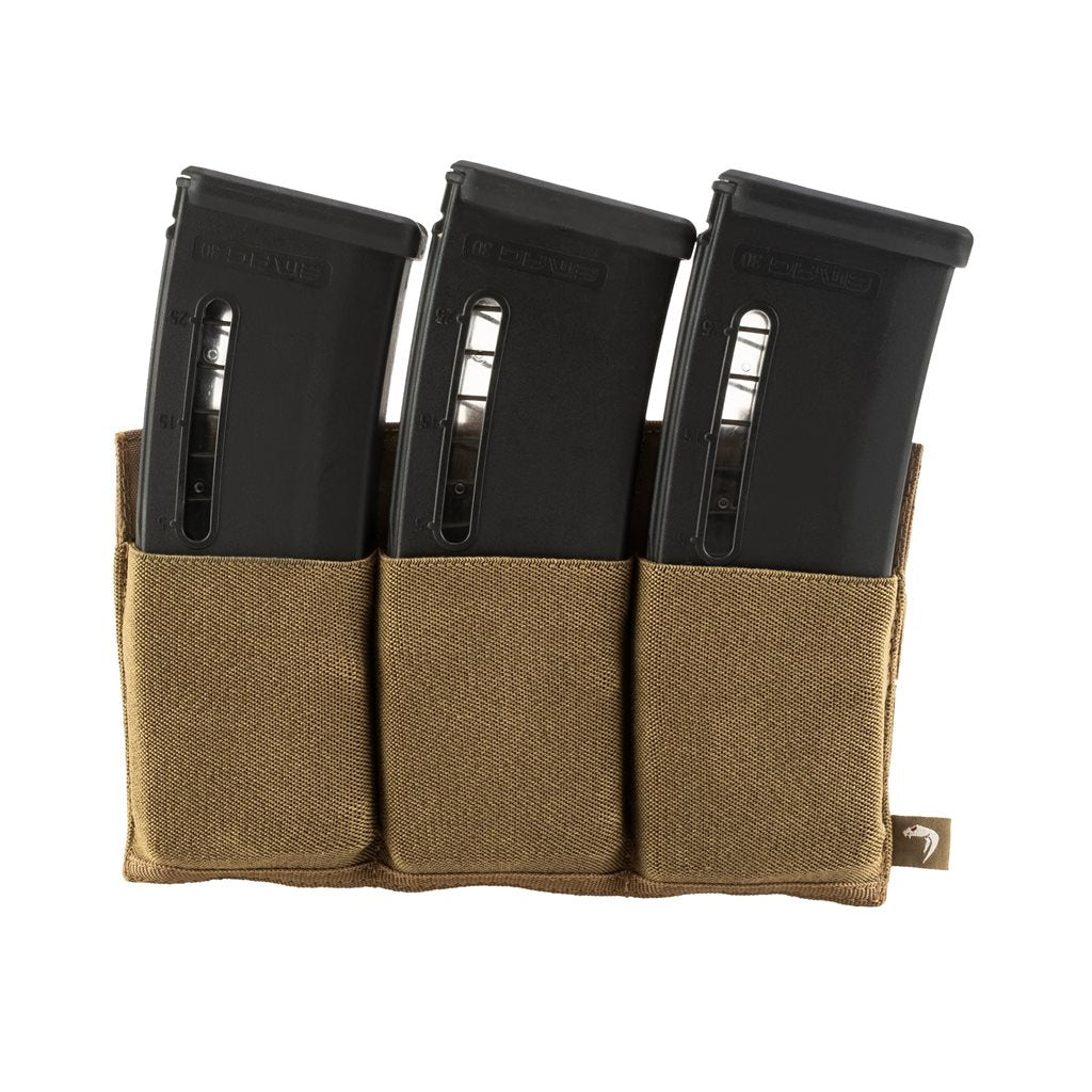 Funda elástica abierta para 3 cargadores M4/M16 en color Coyote