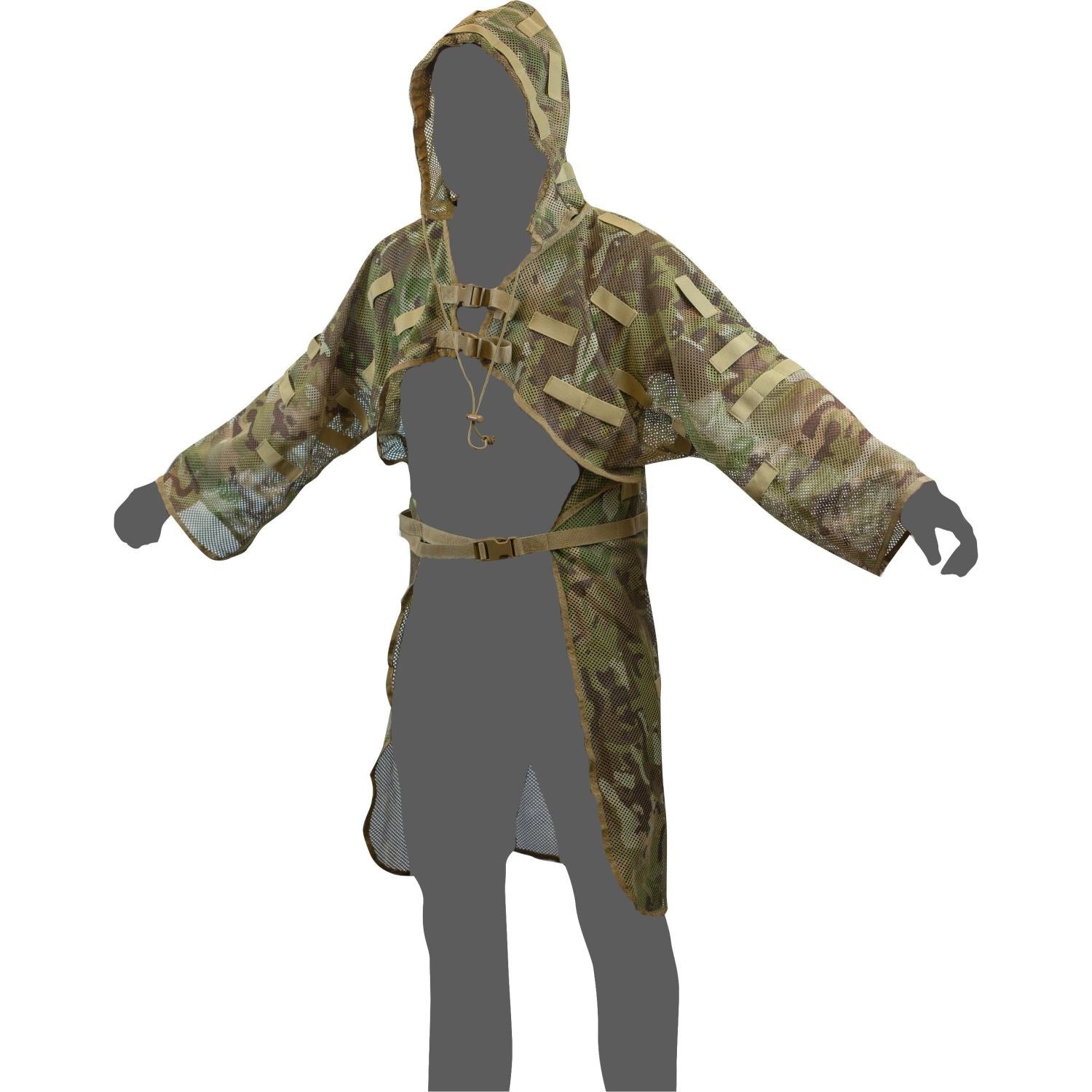Capa de camuflaje CONCEALMENT para tirador, malla con lazos elásticos y capucha desmontable