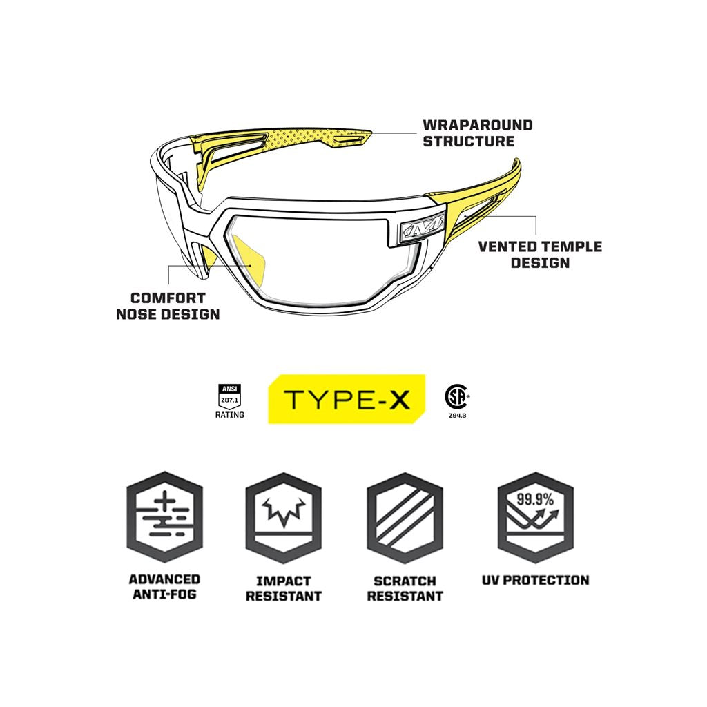 Gafas TYPE-X Vision transparentes con montura cómoda
