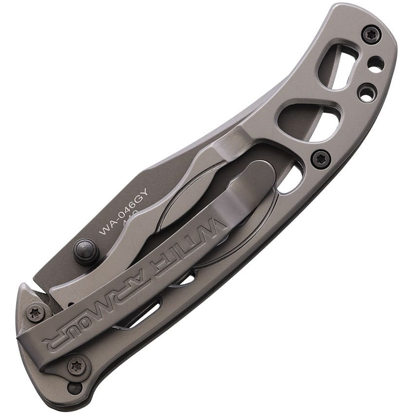 Navaja plegable Alligator con hoja Clip point recubierta en titanio gris