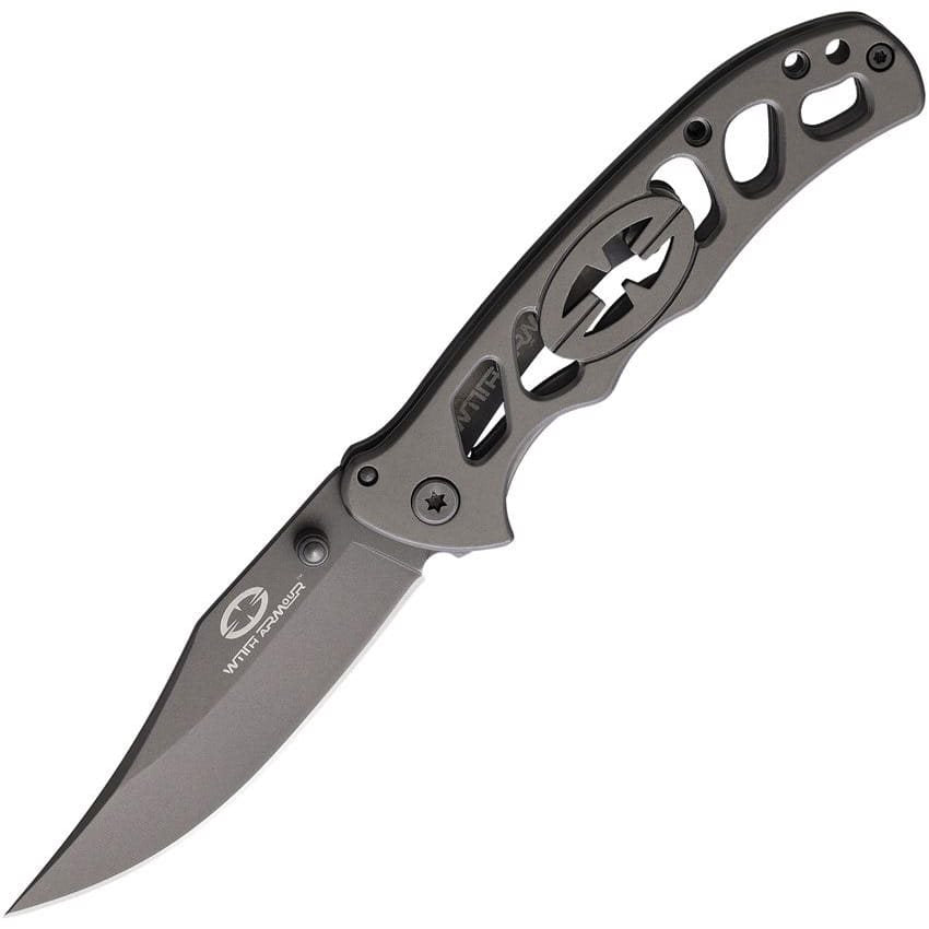 Navaja plegable Alligator con hoja Clip point recubierta en titanio gris