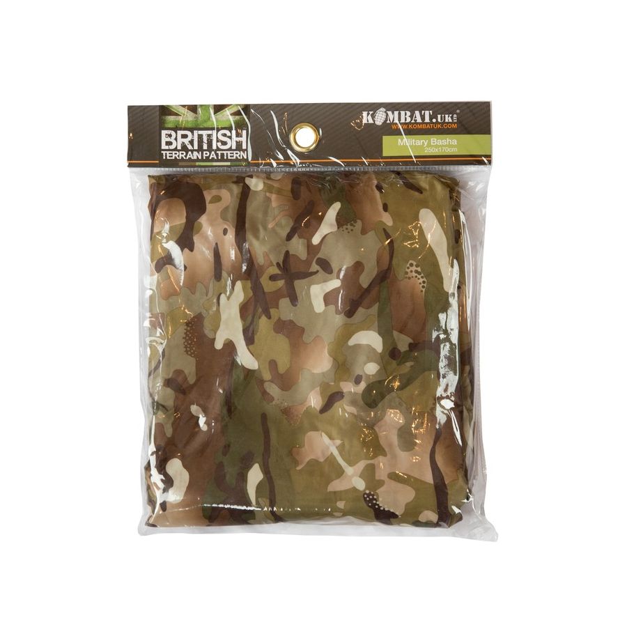 Celta británica BASHA en camuflaje BTP, refugio multifuncional de nylon 230 x 170 cm