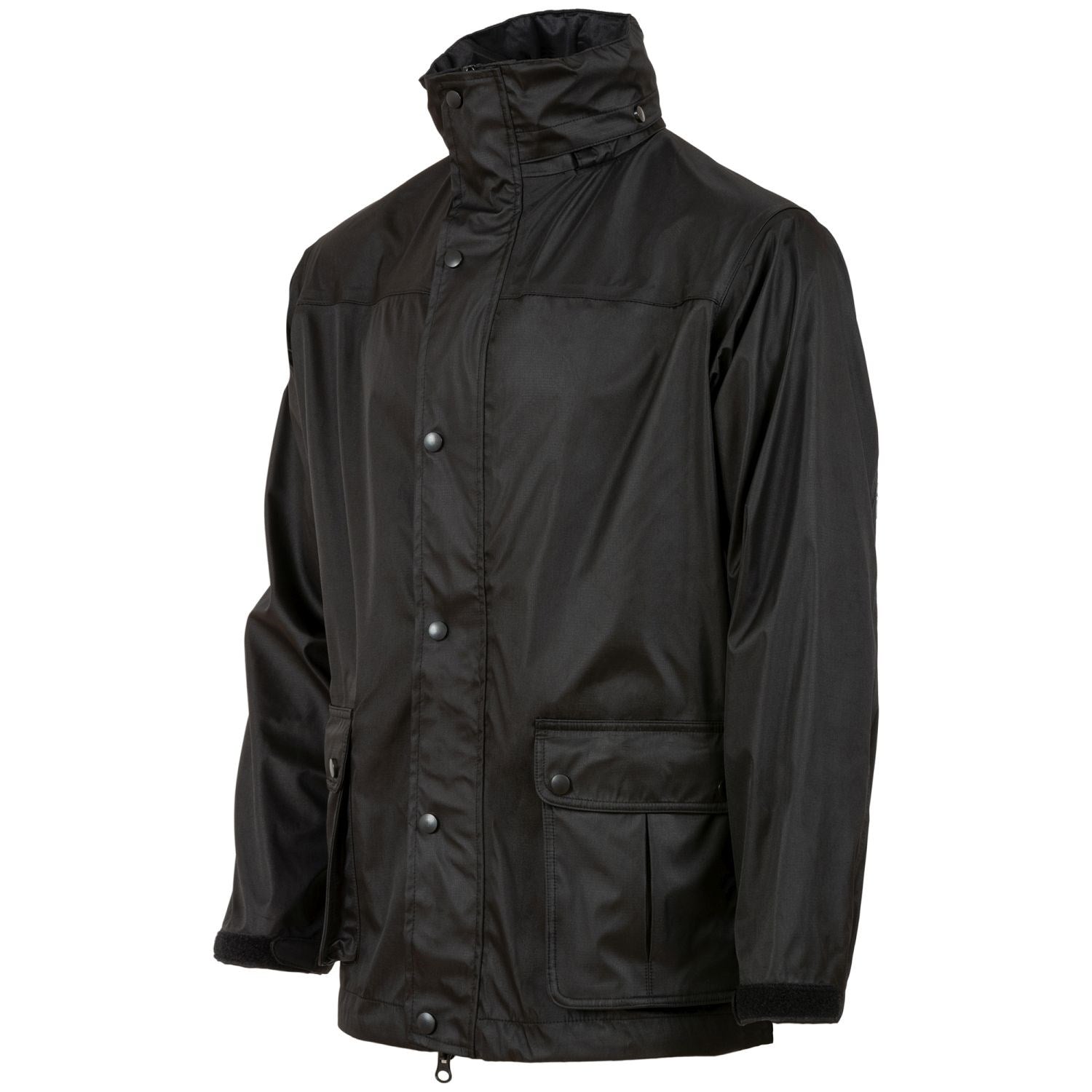 Chaqueta TEMPEST impermeable negra con capucha cubierta, 100% poliéster