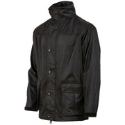 Chaqueta TEMPEST impermeable negra con capucha cubierta, 100% poliéster