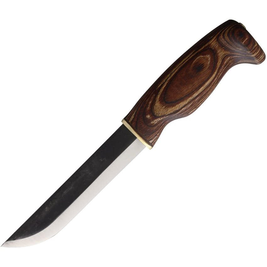 Cuchillo escandinavo de hoja fija con mango de madera, compacto y versátil