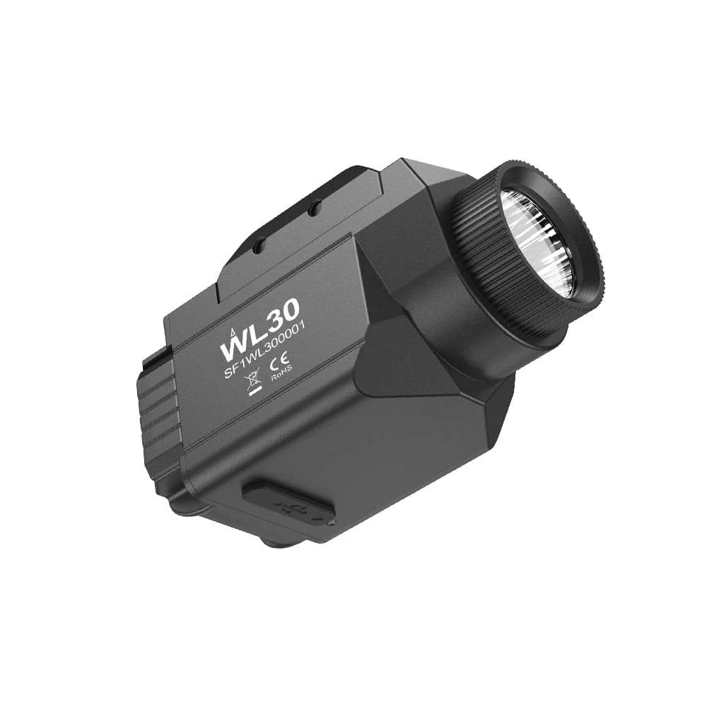 Linterna WL30 para pistola, 650 lúmenes, recargable y estroboscópica
