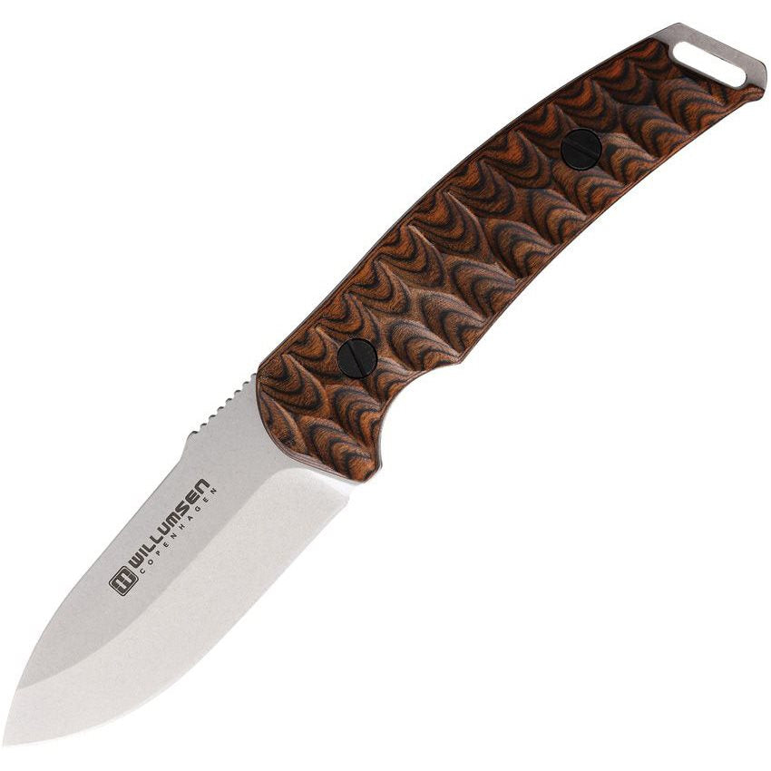 Cuchillo de hoja fija WILLUMSEN COPENHAGEN con mango de madera y acabado stonewash