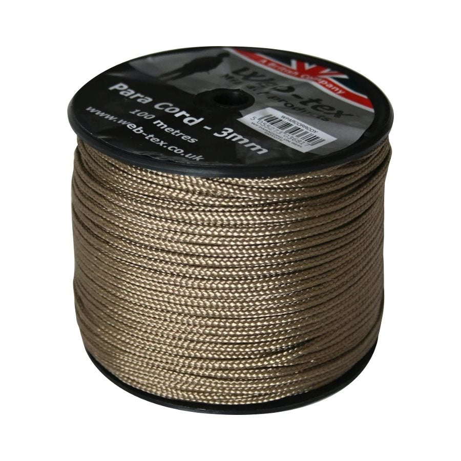 Rollo de cuerda paracord 3 mm de 100 m en color verde