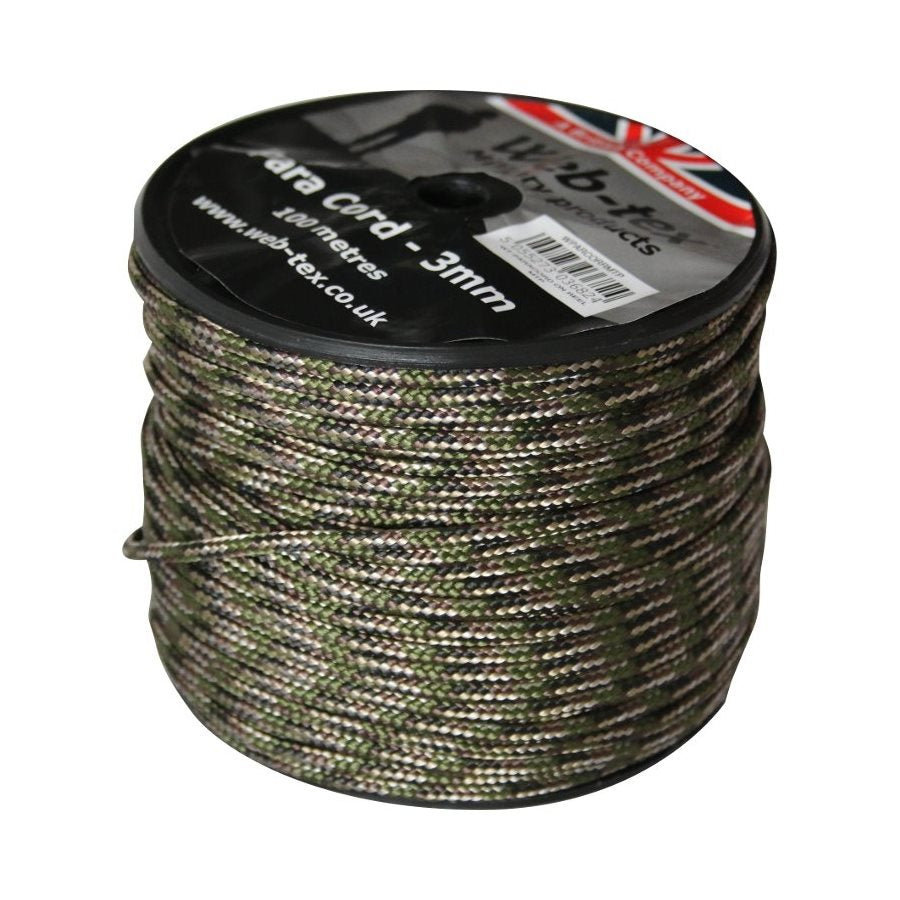 Cuerda paracord 3 mm, rollo 100 m, verde