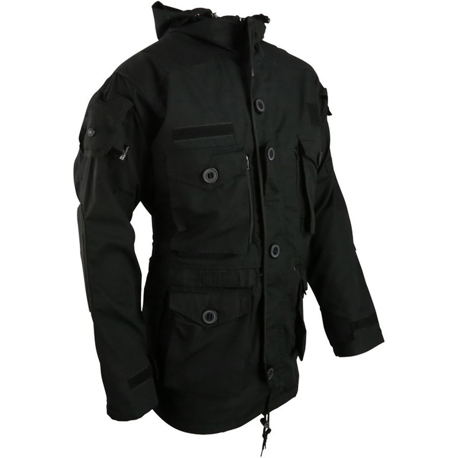 Parka larga SMOCK estilo SAS en color negro con capucha y bolsillos (WSMKSASBLK)