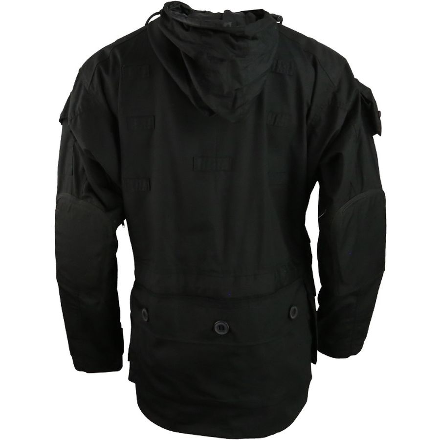 Parka larga SMOCK estilo SAS en color negro con capucha y bolsillos (WSMKSASBLK)