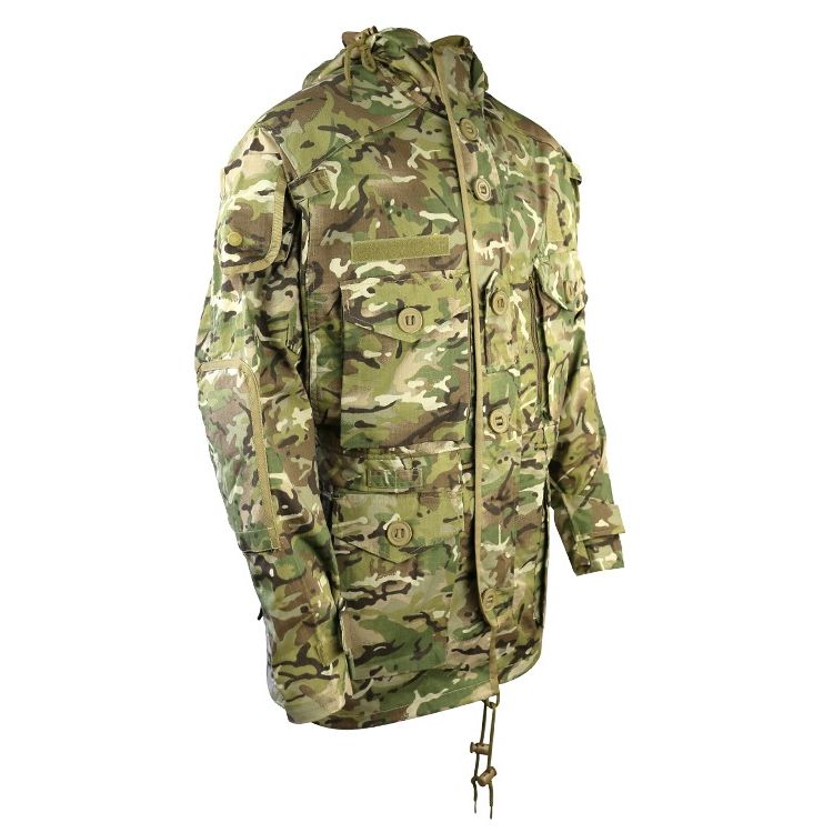 Parka larga SMOCK estilo SAS en camuflaje británico MTP con capucha y bolsillos