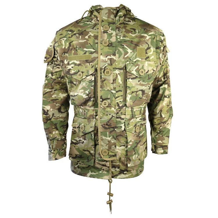 Parka larga SMOCK estilo SAS en camuflaje británico MTP con capucha y bolsillos